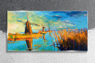 Mills by the water Wall art on glass