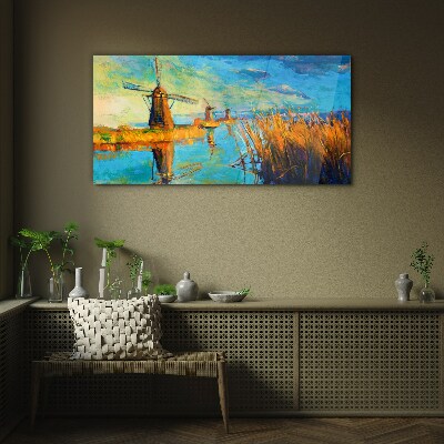 Mills by the water Wall art on glass
