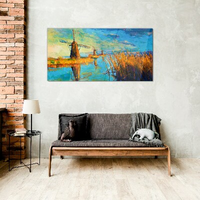 Water mills nature sky Glass Print