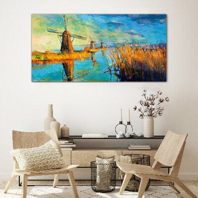 Mills by the water Wall art on glass