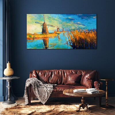 Mills by the water Wall art on glass