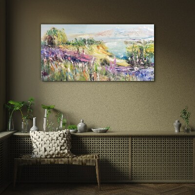 Colorful seaside landscape Wall art on glass