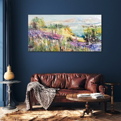 Colorful seaside landscape Wall art on glass