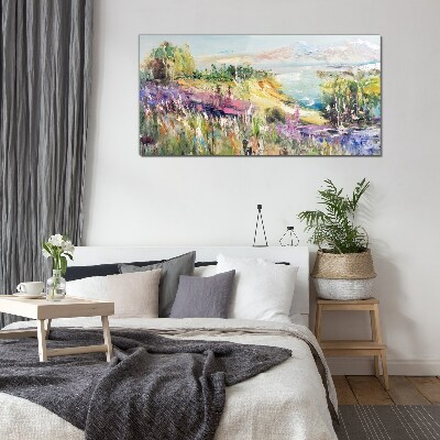 Colorful seaside landscape Wall art on glass