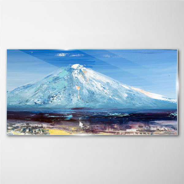 Mountain in blue Glass art print