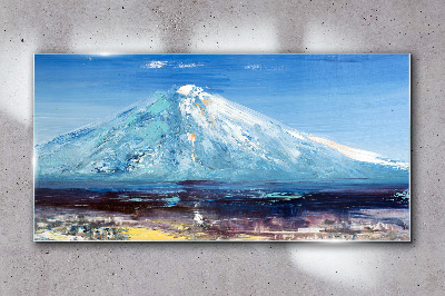 Mountain in blue Glass art print
