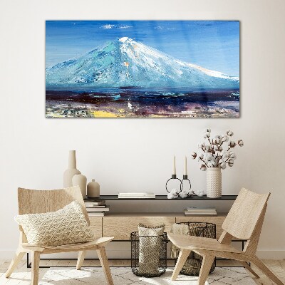 Mountain in blue Glass art print