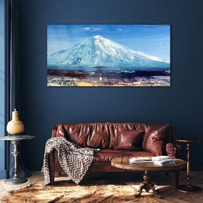Mountain in blue Glass art print