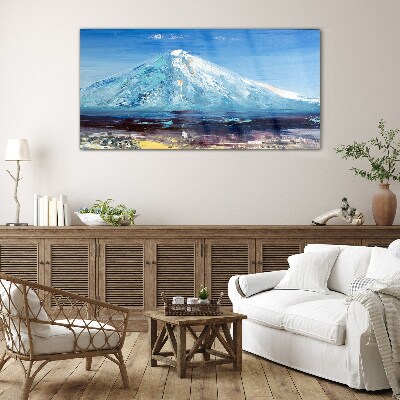 Mountain in blue Glass art print