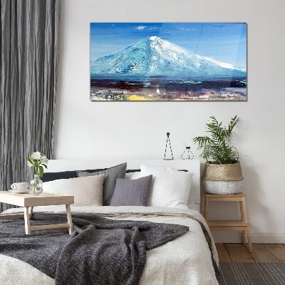 Mountain in blue Glass art print