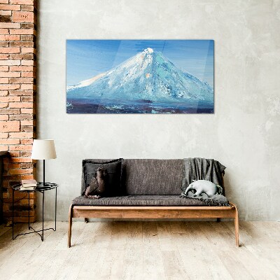 Top in blue tone Wall art on glass