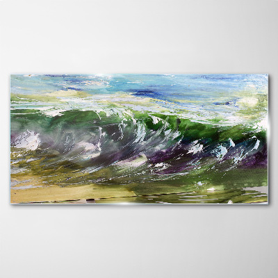 A wave in the colors of nature Glass art print