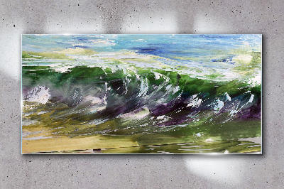 A wave in the colors of nature Glass art print