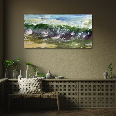A wave in the colors of nature Glass art print
