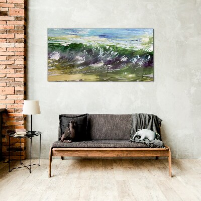 A wave in the colors of nature Glass art print