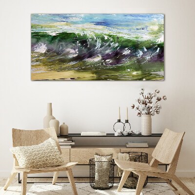 A wave in the colors of nature Glass art print