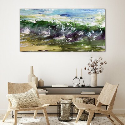 Abstract sea waves Glass Wall Art