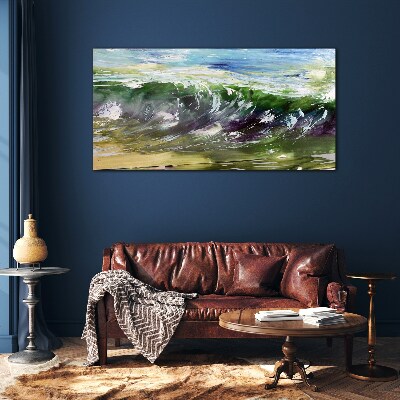 A wave in the colors of nature Glass art print