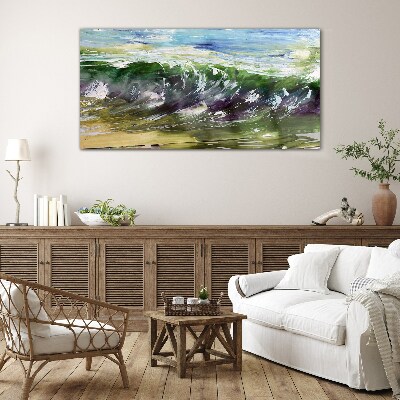 A wave in the colors of nature Glass art print
