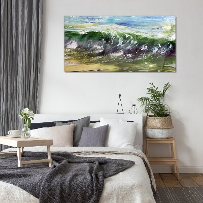 A wave in the colors of nature Glass art print