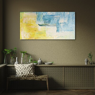 Abstract composition in yellow and blue Wall art on glass