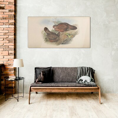 Two birds on a branch Glass art print