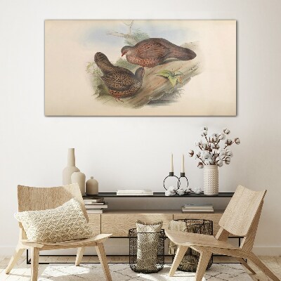 Two birds on a branch Glass art print