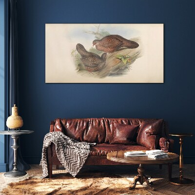 Two birds on a branch Glass art print