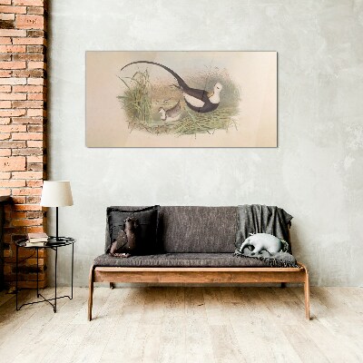 Birds in the grass Glass art print