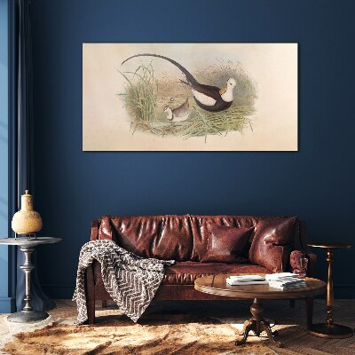 Birds in the grass Glass art print