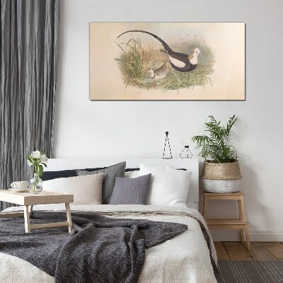 Birds in the grass Glass art print
