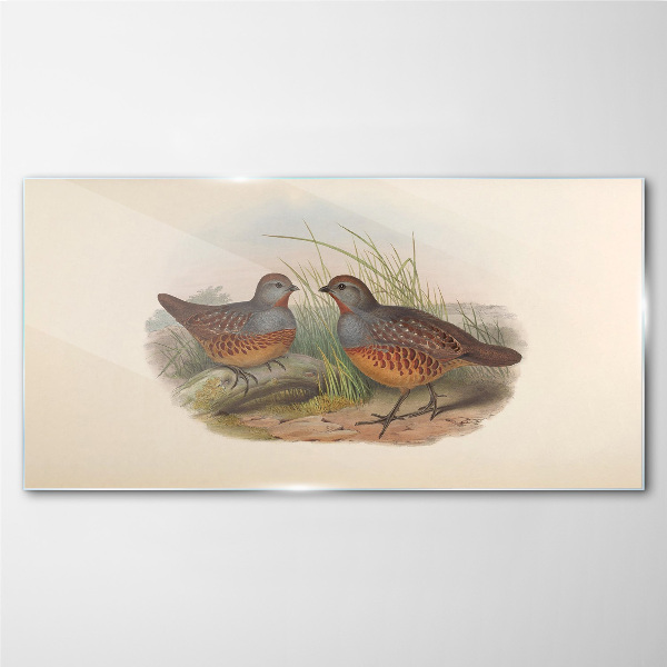 Winged meeting in the grass Wall art on glass