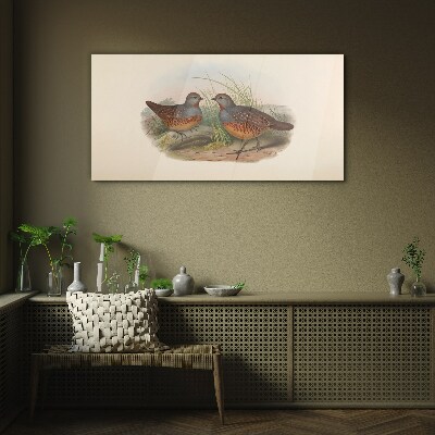 Winged meeting in the grass Wall art on glass