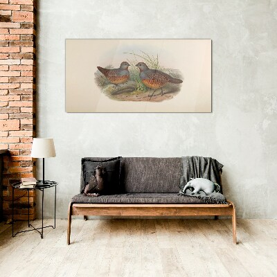 Winged meeting in the grass Wall art on glass