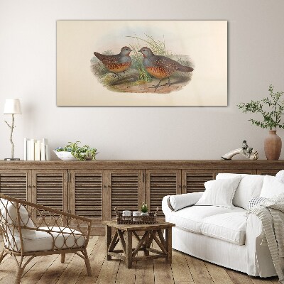 Winged meeting in the grass Wall art on glass