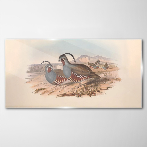 Birds in the landscape Wall art on glass