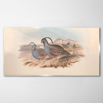 Birds in the landscape Wall art on glass