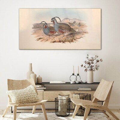 Birds in the landscape Wall art on glass