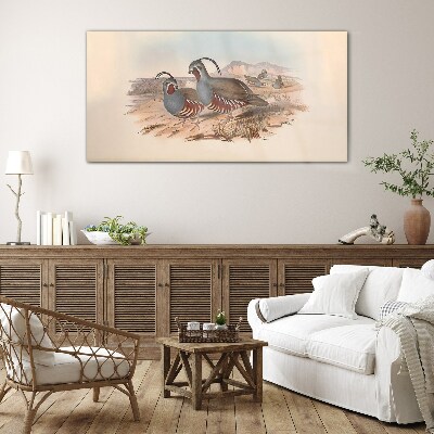 Birds in the landscape Wall art on glass