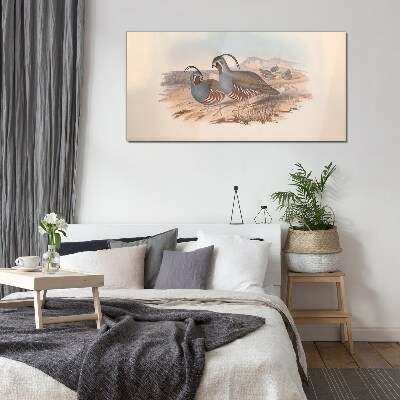 Birds in the landscape Wall art on glass