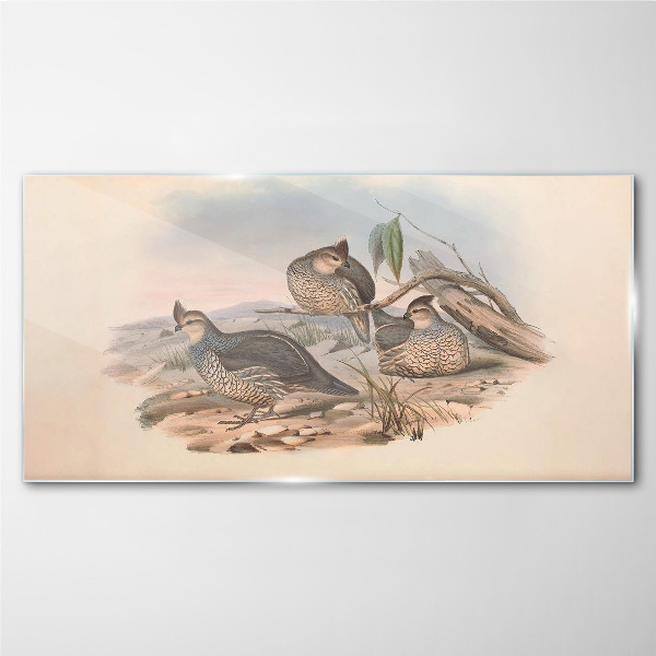 Peaceful bird life on the beach Glass art print