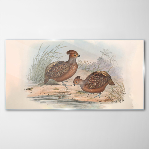 A peaceful landscape with birds Wall art on glass