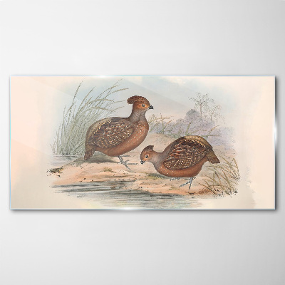 A peaceful landscape with birds Wall art on glass