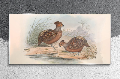 A peaceful landscape with birds Wall art on glass