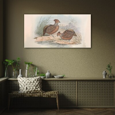 A peaceful landscape with birds Wall art on glass