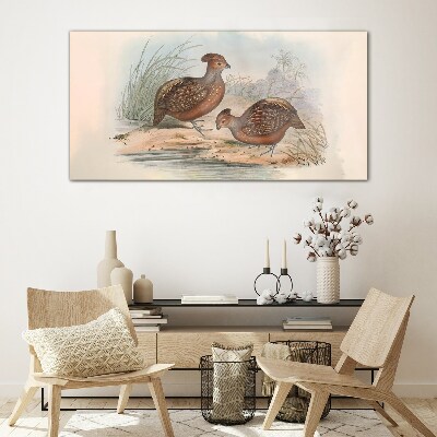 A peaceful landscape with birds Wall art on glass