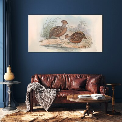 A peaceful landscape with birds Wall art on glass