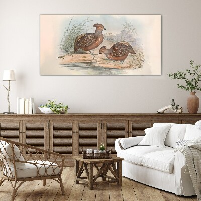 A peaceful landscape with birds Wall art on glass