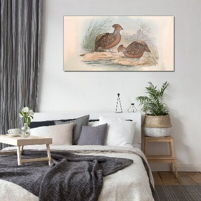 A peaceful landscape with birds Wall art on glass