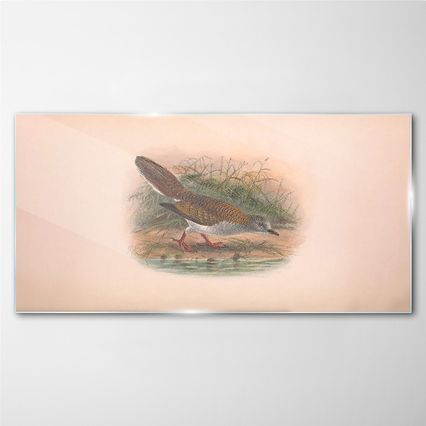 A bird above the water Wall art on glass
